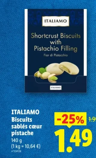 ITALIAMO Biscuits sablés cœur pistache
