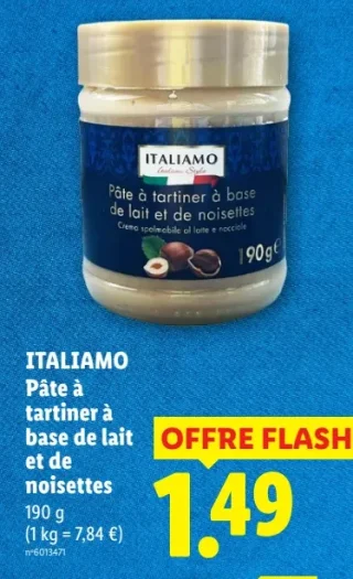 ITALIAMO Pâte à tartiner à base de lait et de noisettes