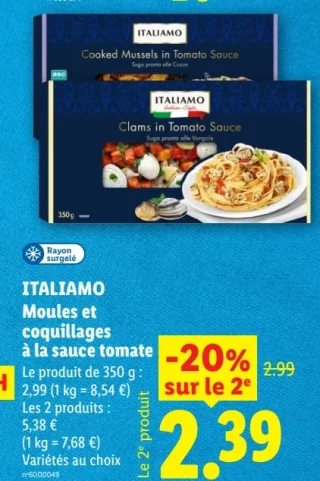 ITALIAMO Moules et coquillages à la sauce tomate