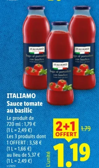 ITALIAMO Sauce tomate au basilic