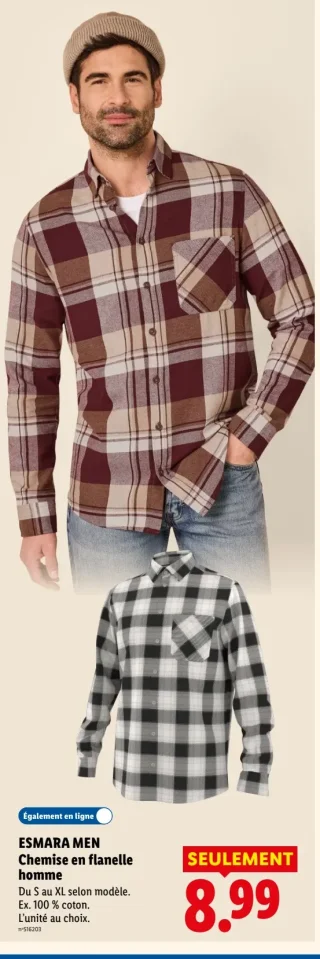 ESMARA MEN Chemise en flanelle homme