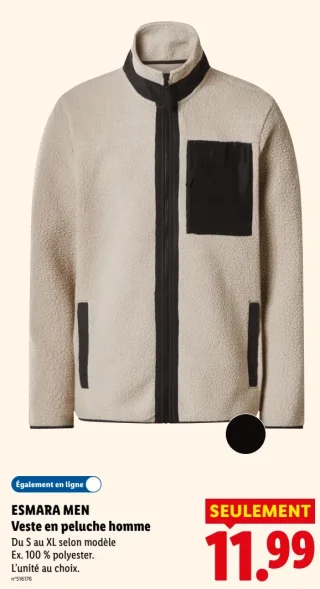 ESMARA MEN Veste en peluche homme
