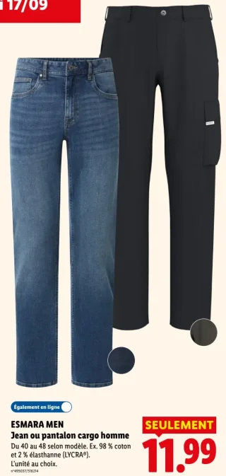 ESMARA MEN Jean ou pantalon cargo homme
