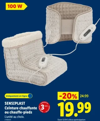SENSIPLAST Ceinture chauffante ou chauffe-pieds