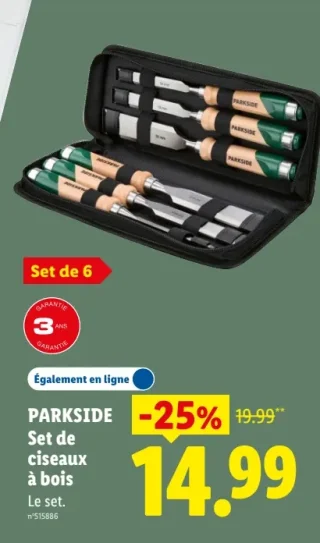 PARKSIDE Set de ciseaux à bois