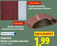Bandes ou feuilles abrasives Parkside