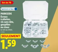 Parkside Écrous à ailettes, vis sans tête, goupilles ou clous