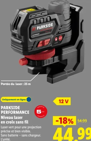 PARKSIDE PERFORMANCE Niveau laser en croix sans fil 12 V