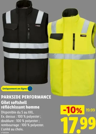 PARKSIDE PERFORMANCE Gilet softshell réfléchissant homme