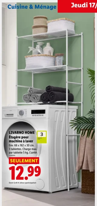 LIVARNO HOME Étagère pour machine à laver