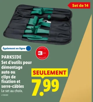 PARKSIDE Set d'outils pour démontage auto ou clips de fixation et serre-câbles