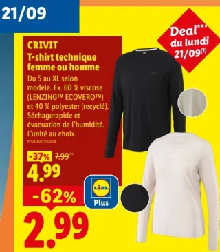 CRIVIT T-shirt technique femme ou homme