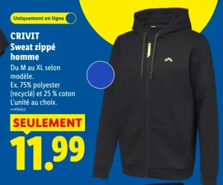 CRIVIT Sweat zippé homme