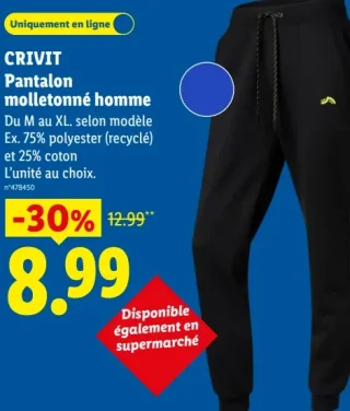 CRIVIT Pantalon molletonné homme