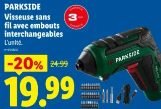 PARKSIDE Visseuse sans fil avec embouts interchangeables