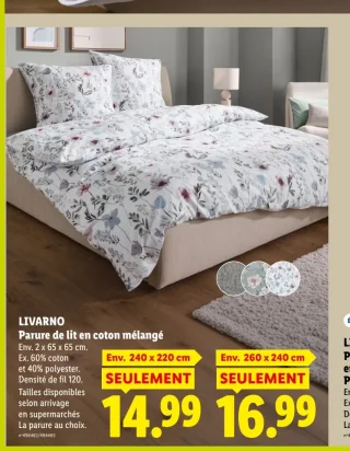 LIVARNO Parure de lit en coton mélangé