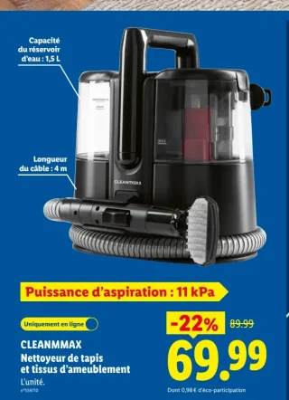 CLEANMMAX Nettoyeur de tapis et tissus d'ameublement