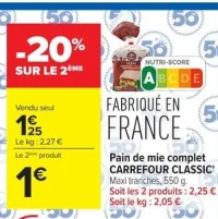 Pain de mie complet CARREFOUR CLASSIC'