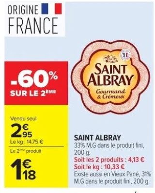 SAINT ALBRAY 33% M.G dans le produit fini