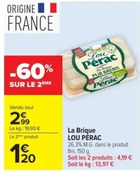 La Brique LOU PÉRAC 26.3% M.G. dans le produit fini