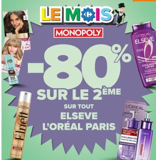 Sélection de produits de la gamme L'Oréal Paris (Elseve, Elnett, Excellence Crème, Magic Retouch, Revitalift)