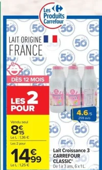 Lait Croissance 3 CARREFOUR CLASSIC'