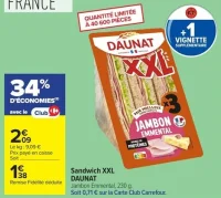 Sandwich XXL DAUNAT Jambon Emmental