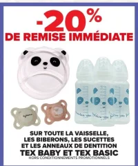 Vaisselle, biberons, sucettes et anneaux de dentition Tex Baby et Tex Basic
