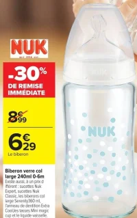 Nuk Biberon verre col large 240ml 0-6m