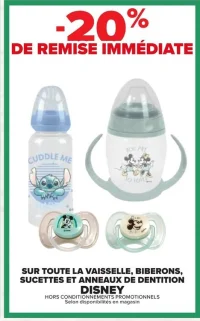 Vaisselle, biberons, sucettes et anneaux de dentition Disney