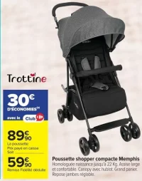 Poussette shopper compacte Memphis Trottine