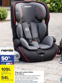 Nania Siège auto ceinturé Dallas de 76-150 cm