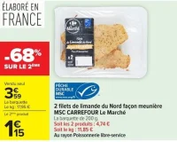 2 filets de limande du Nord façon meunière MSC CARREFOUR Le Marché
