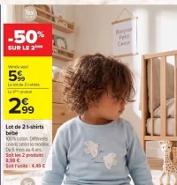 Lot de 2 t-shirts bébé Tex Baby