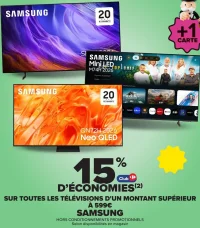 Télévisions Samsung d'un montant supérieur à 599€