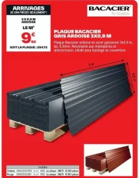 Plaque Bacacier Gris Ardoise 3x0,9 m