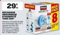 Recharge absorbeur d'humidité tabs 360° Rubson
