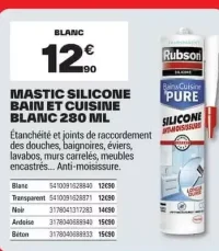 Mastic silicone Bain et Cuisine Blanc Rubson