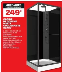 Cabine de douche porte coulissante 80x80
