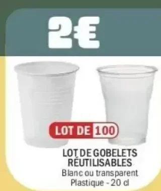 Lot de gobelets réutilisables