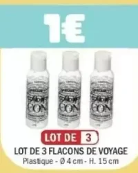 Lot de 3 flacons de voyage
