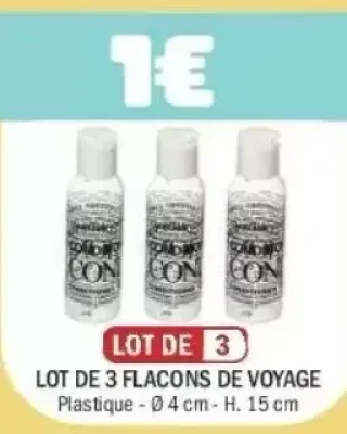 Lot de 3 flacons de voyage