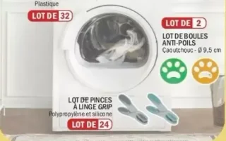 Lot de pinces à linge grip / Lot de boules anti-poils