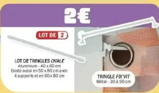 Lot de tringles ovale ou Tringle fix'vit