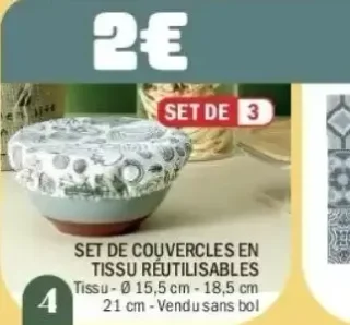 Set de Couvercles en Tissu Réutilisables