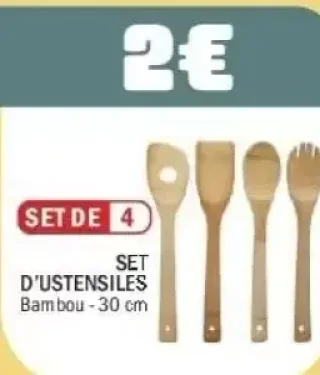 Set de 4 ustensiles bambou