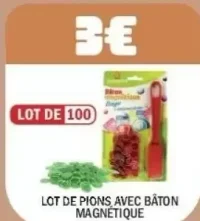 Lot de pions avec bâton magnétique