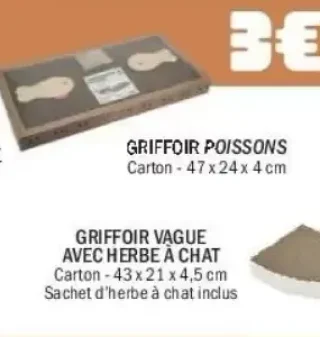 Griffoir poissons ou griffoir vague avec herbe à chat