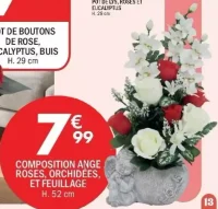 Composition ange roses, orchidées, et feuillage