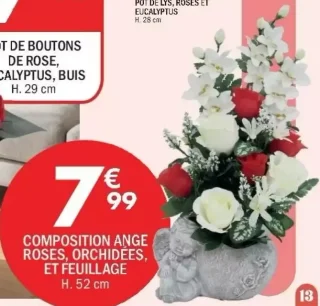 Composition ange roses, orchidées, et feuillage